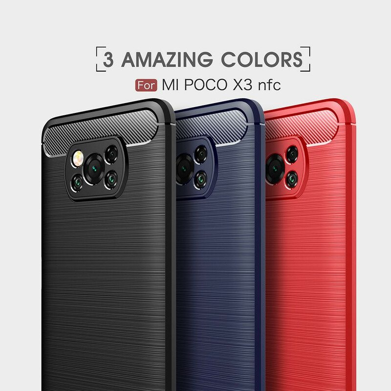 Hoesje voor Poco X3 / X3 Pro / X3 NFC Geborstelde Koolstofvezel