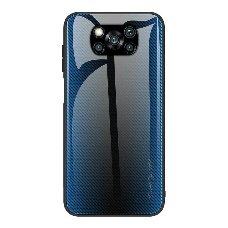 Hoesje voor Poco X3 / X3 Pro / X3 NFC Koolstofvezel Gehard Glas