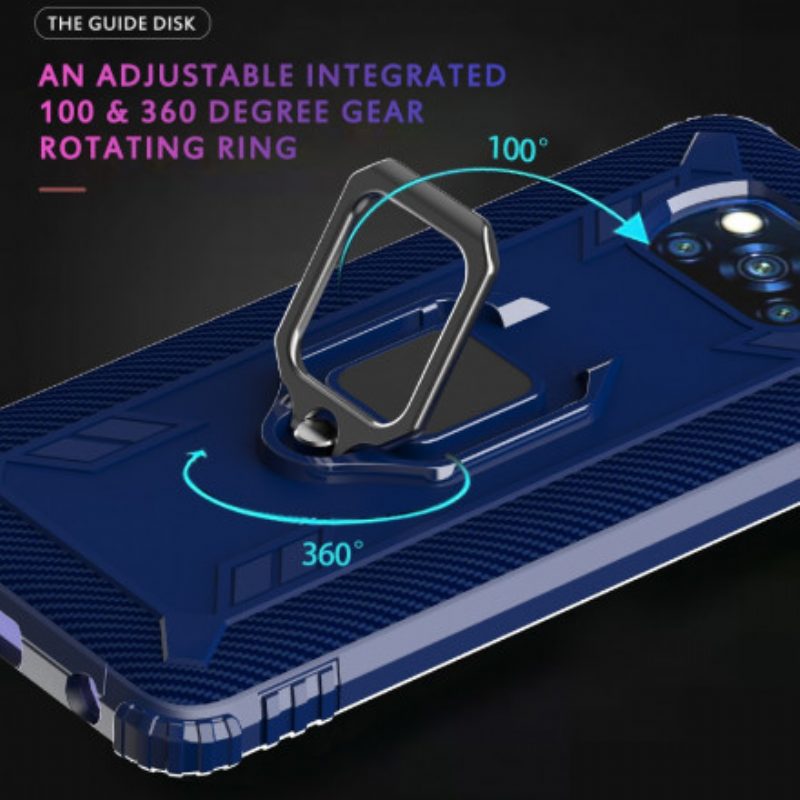 Hoesje voor Poco X3 / X3 Pro / X3 NFC Ring En Koolstofvezel