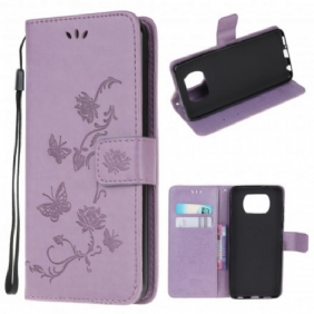 Leren Hoesje voor Poco X3 / X3 Pro / X3 NFC Aziatische Vlinders En Bloemen