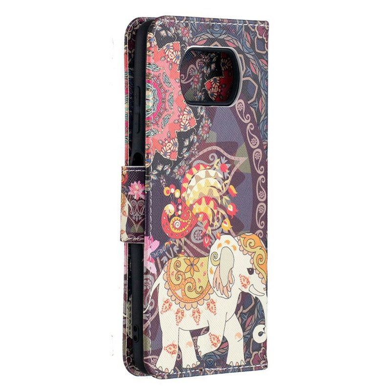 Leren Hoesje voor Poco X3 / X3 Pro / X3 NFC Indische Olifanten