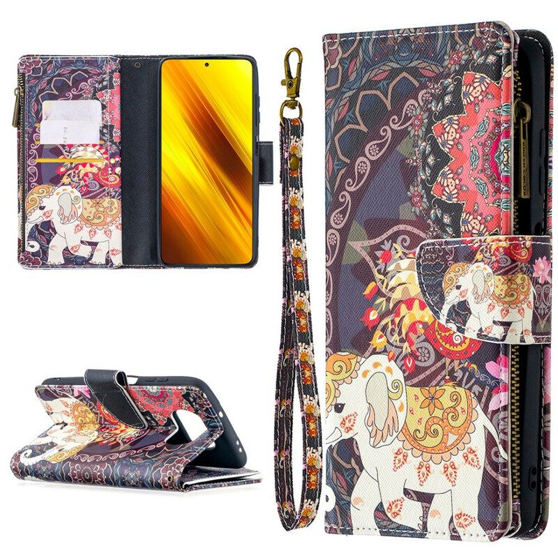 Leren Hoesje voor Poco X3 / X3 Pro / X3 NFC Olifantenzak Met Ritssluiting