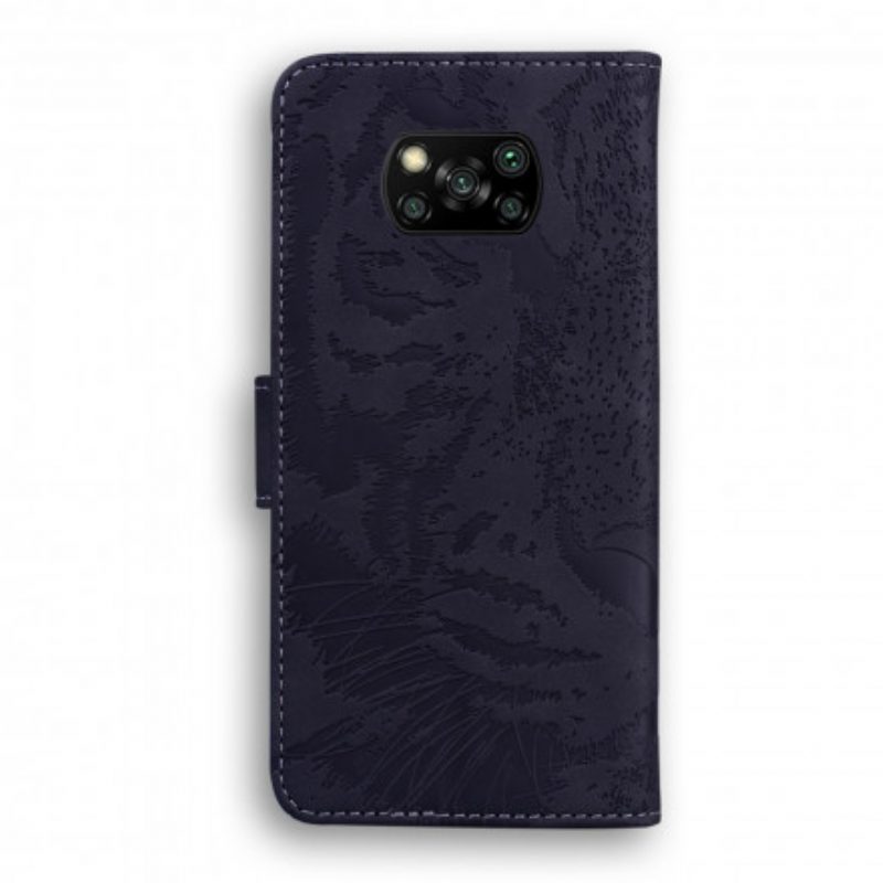 Leren Hoesje voor Poco X3 / X3 Pro / X3 NFC Tijger Gezicht Afdrukken