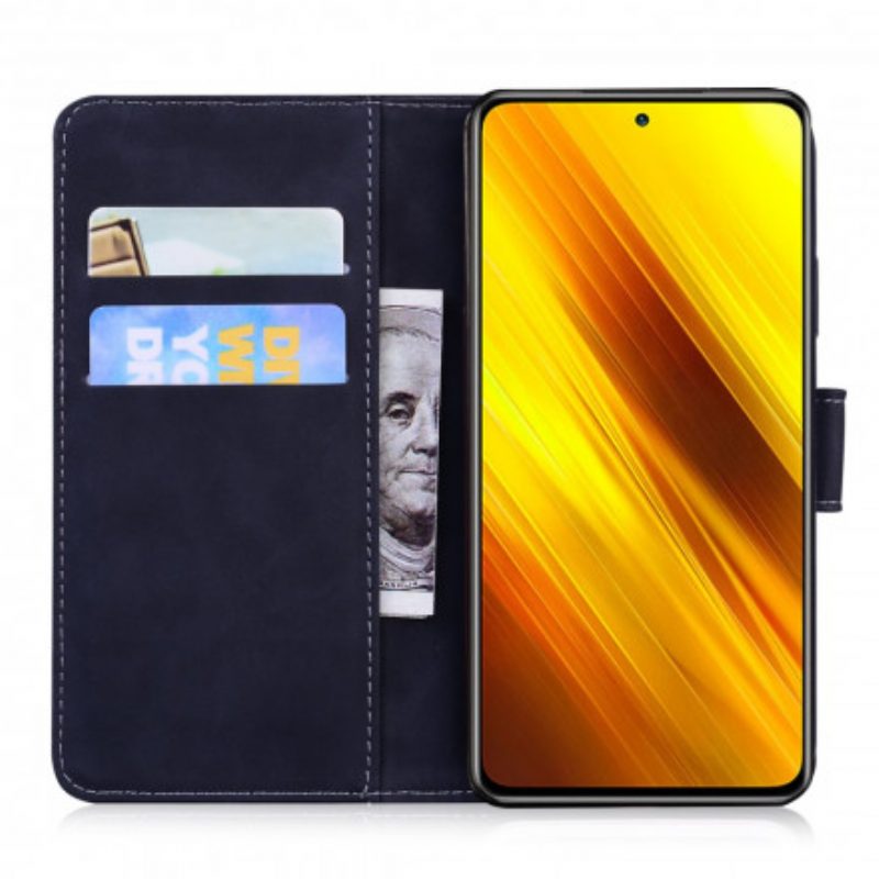 Leren Hoesje voor Poco X3 / X3 Pro / X3 NFC Tijger Gezicht Afdrukken