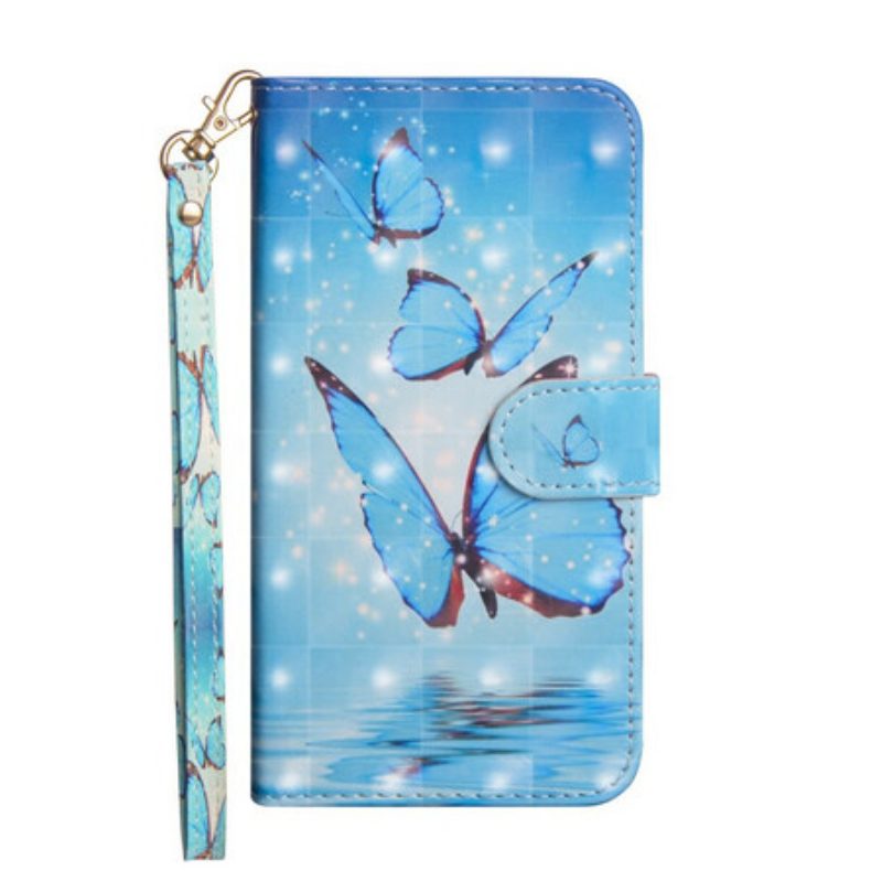 Leren Hoesje voor Poco X3 / X3 Pro / X3 NFC Vliegende Blauwe Vlinders