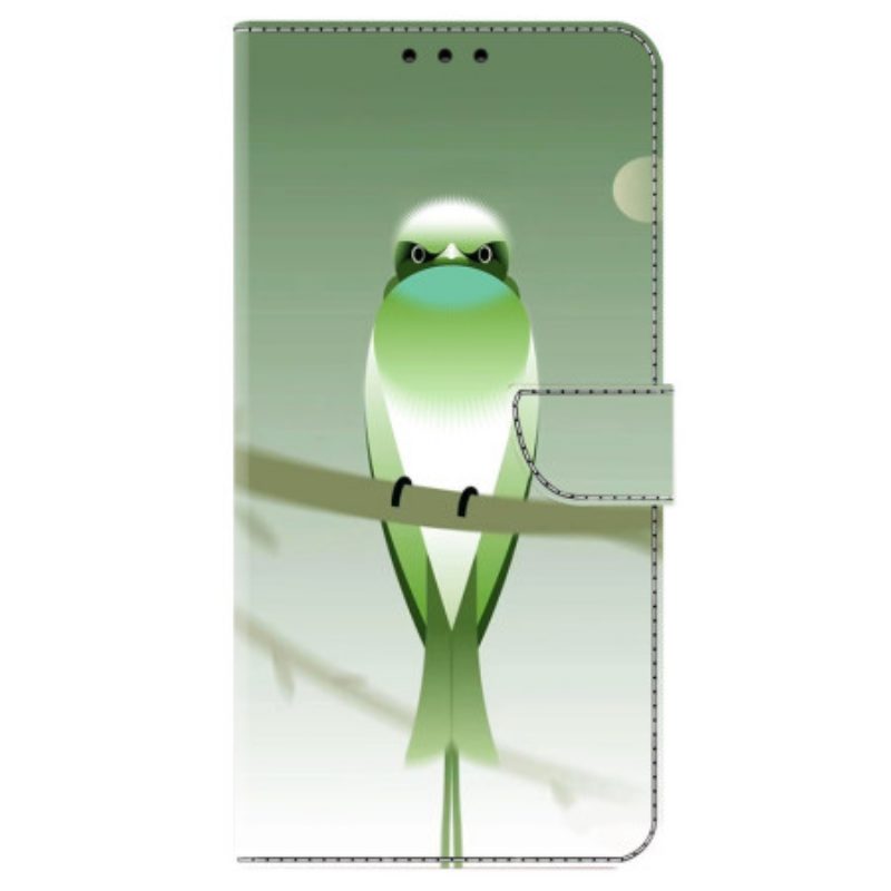 Flip Case Leren Poco C65 Groene Vogel