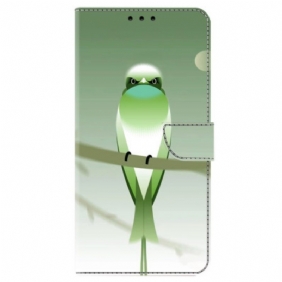 Flip Case Leren Poco C65 Groene Vogel