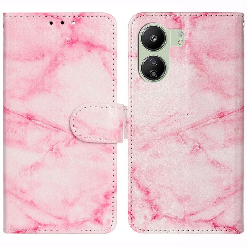 Flip Case Leren Poco C65 Roze Marmer