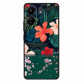 Hoesje Poco C65 Muur Van Bladeren En Bloemen