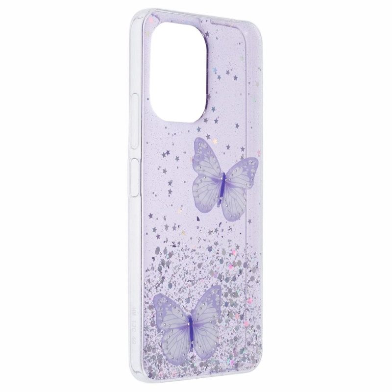 Hoesje Poco C65 Twee Vlinders Pailletten Bescherming Hoesje