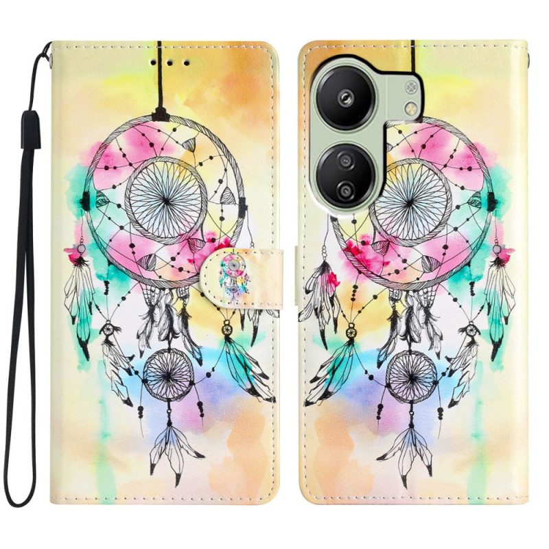 Leren Hoesje Poco C65 Aquarel Dromenvanger Met Riem