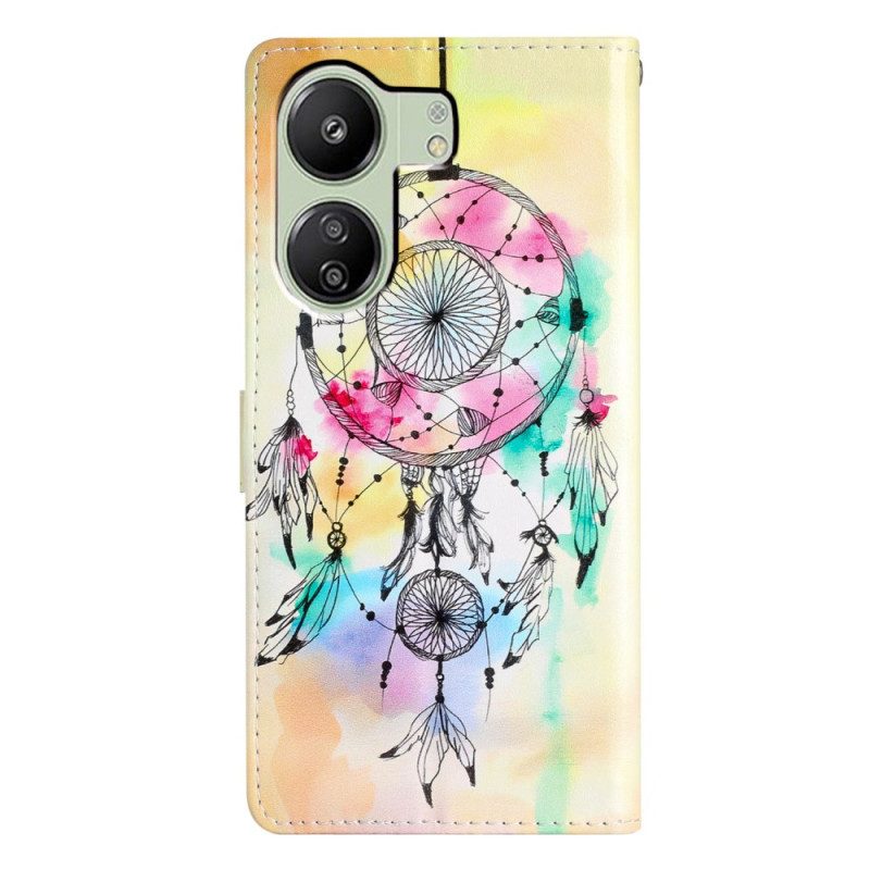 Leren Hoesje Poco C65 Aquarel Dromenvanger Met Riem