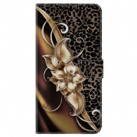 Leren Hoesje Poco C65 Metallic Bloem Bescherming Hoesje