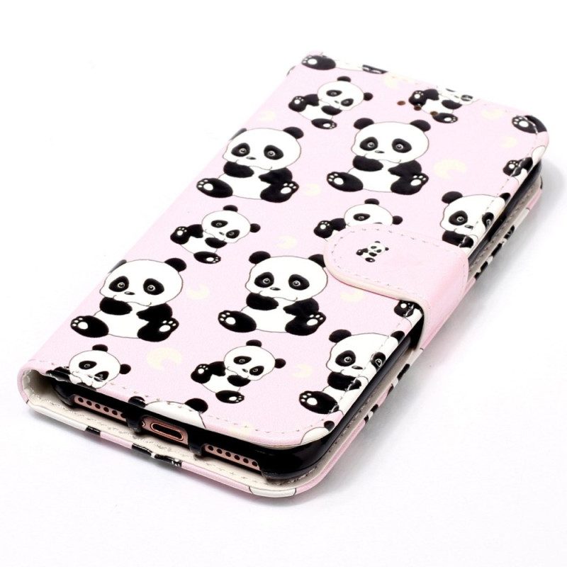 Leren Hoesje Poco C65 Panda's Patroon Met Riem