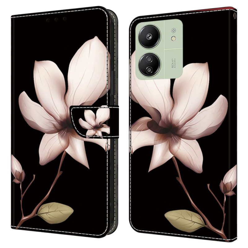 Leren Hoesje Poco C65 Roze Bloem Bescherming Hoesje