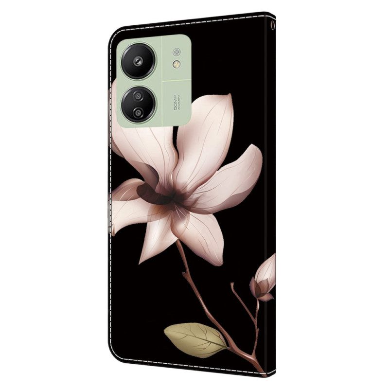 Leren Hoesje Poco C65 Roze Bloem Bescherming Hoesje