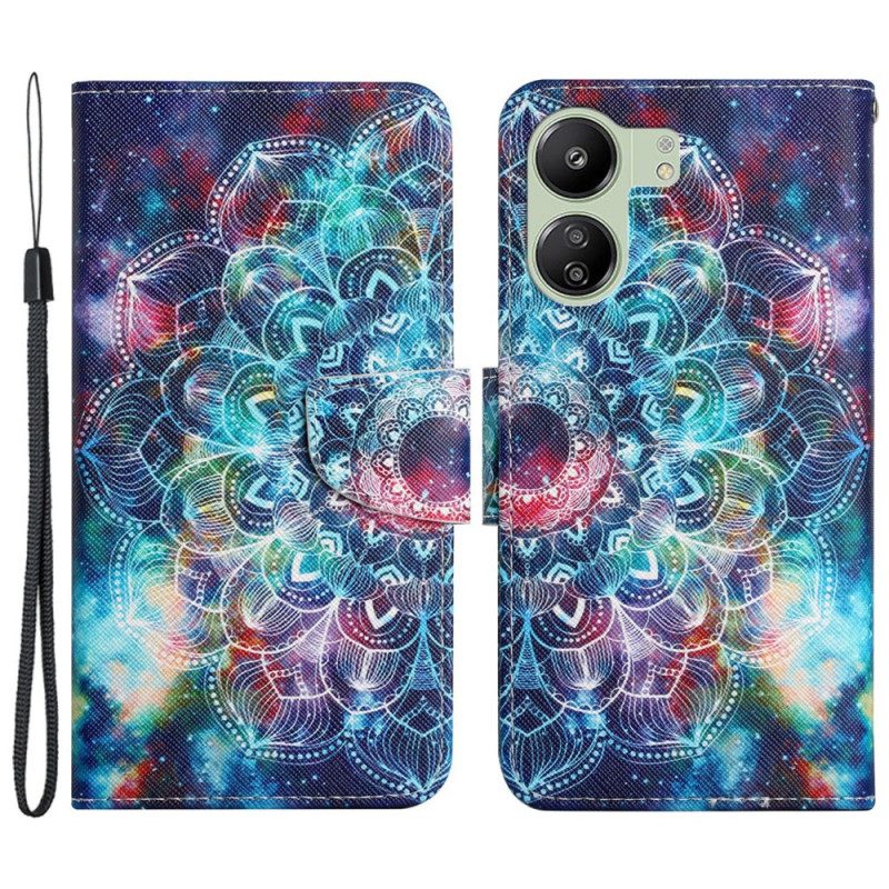 Leren Hoesje Poco C65 Sterrenhemelmandala Met Riem