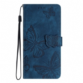 Leren Hoesje Poco C65 Vlinderpatroon Met Suède-effect