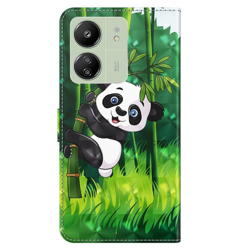 Leren Hoesje Voor Poco C65 Bamboe Panda Met Riem