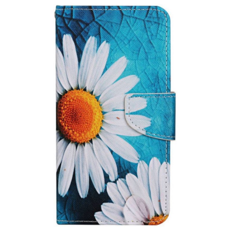 Leren Hoesje Voor Poco C65 Grote Bandchrysanten