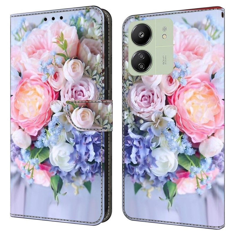 Leren Hoesje Voor Poco C65 Kleurrijke Bloemen