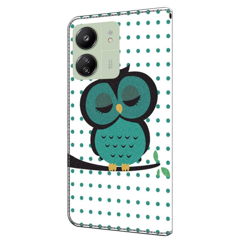 Leren Hoesje Voor Poco C65 Slapende Uil