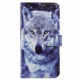 Leren Hoesje Voor Poco C65 Witte Wolf Met Riem