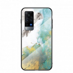 Hoesje voor Vivo X60 Pro Marmeren Kleuren Gehard Glas