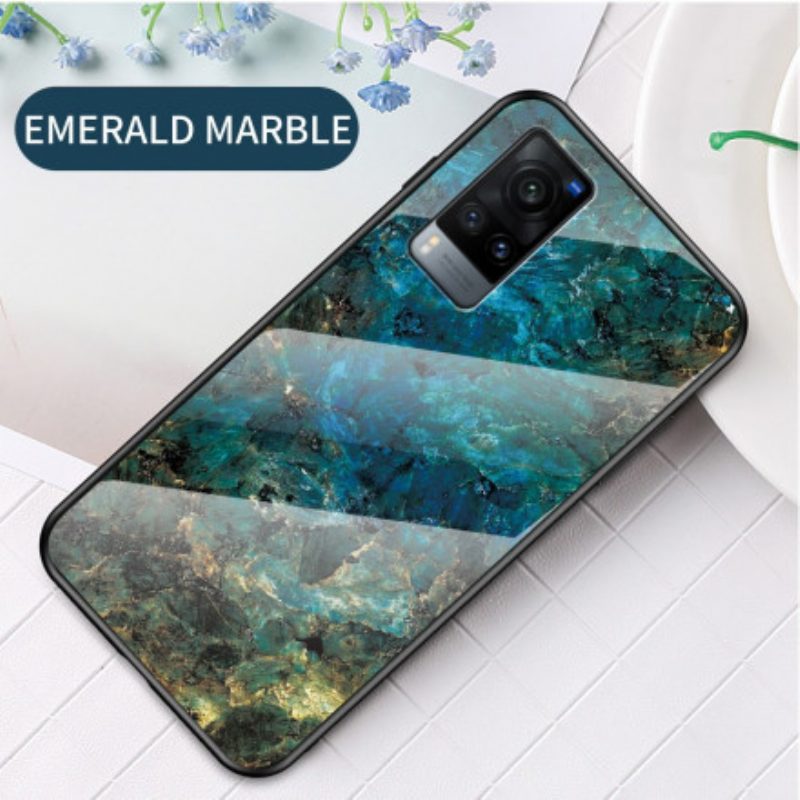 Hoesje voor Vivo X60 Pro Marmeren Kleuren Gehard Glas