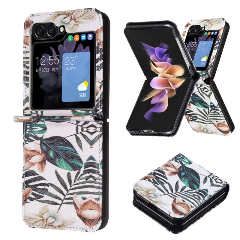 Hoesje Voor Samsung Galaxy Z Flip 6 Bladeren En Bloemen