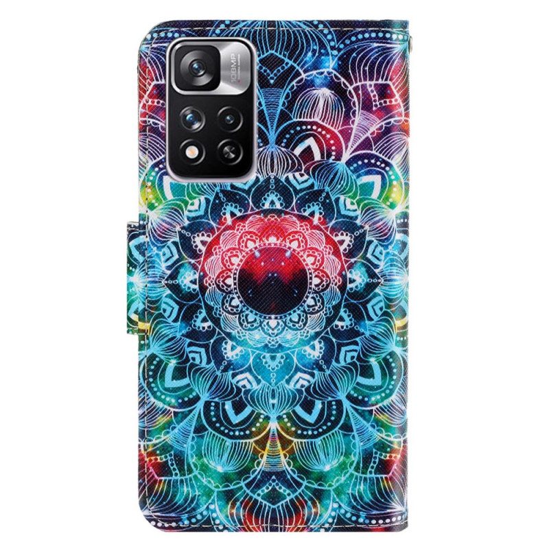 Flip Case voor Xiaomi Redmi Note 11 Pro Plus 5G Met Ketting Flitsende Strappy Mandala