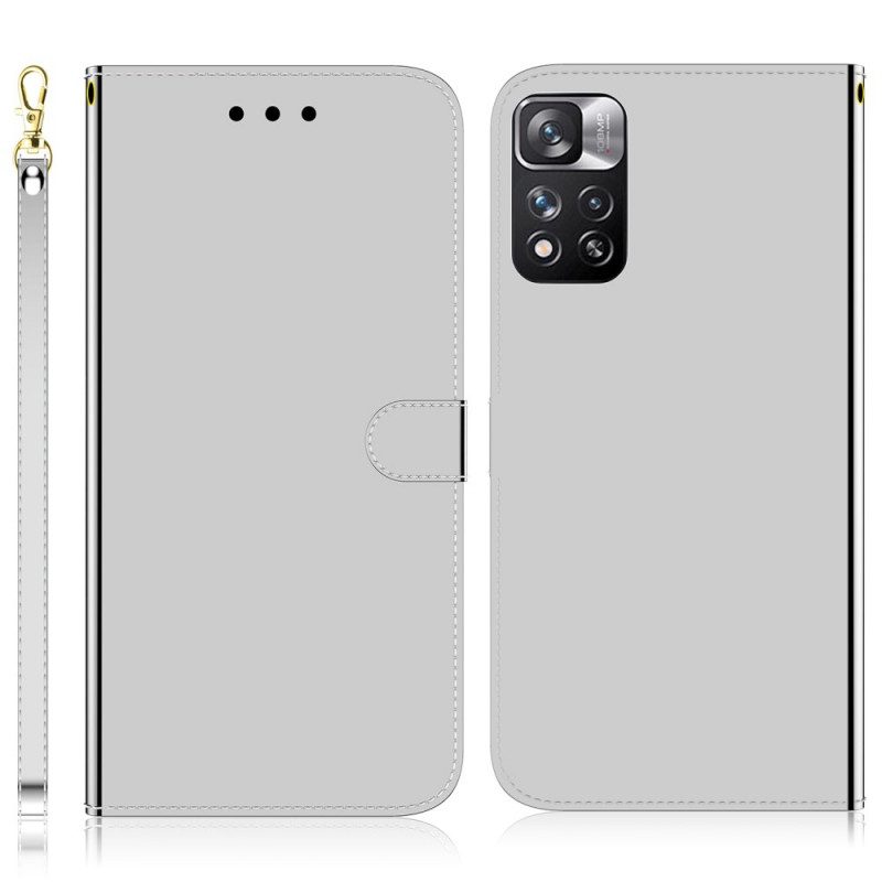 Flip Case voor Xiaomi Redmi Note 11 Pro Plus 5G Spiegelhoes Van Imitatieleer