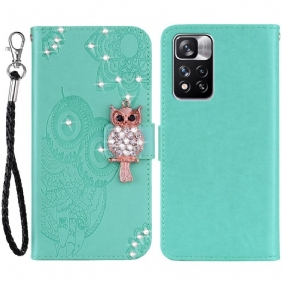 Flip Case voor Xiaomi Redmi Note 11 Pro Plus 5G Uil Mandala En Charme