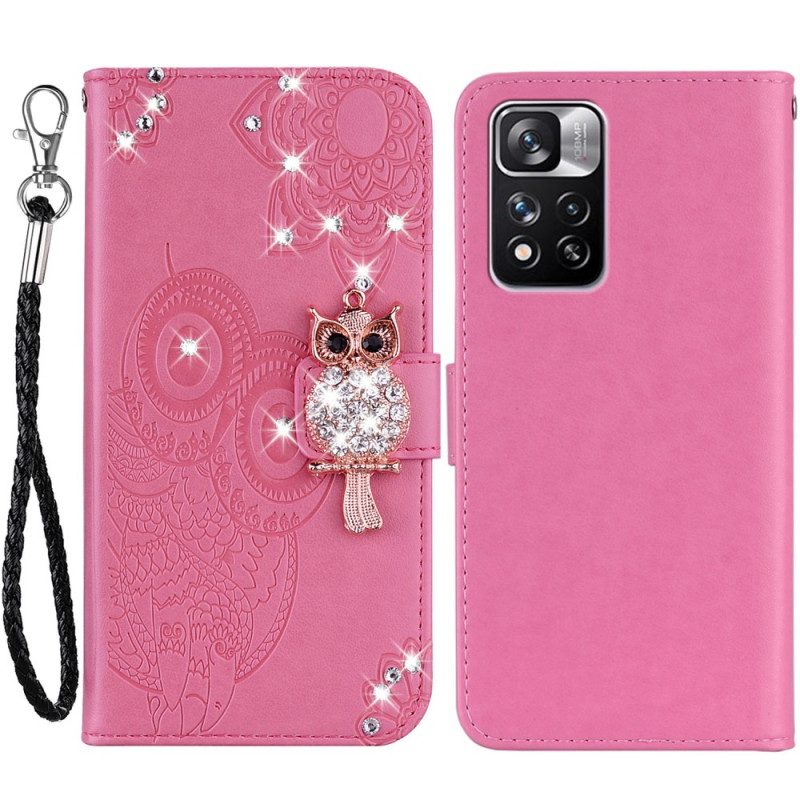 Flip Case voor Xiaomi Redmi Note 11 Pro Plus 5G Uil Mandala En Charme