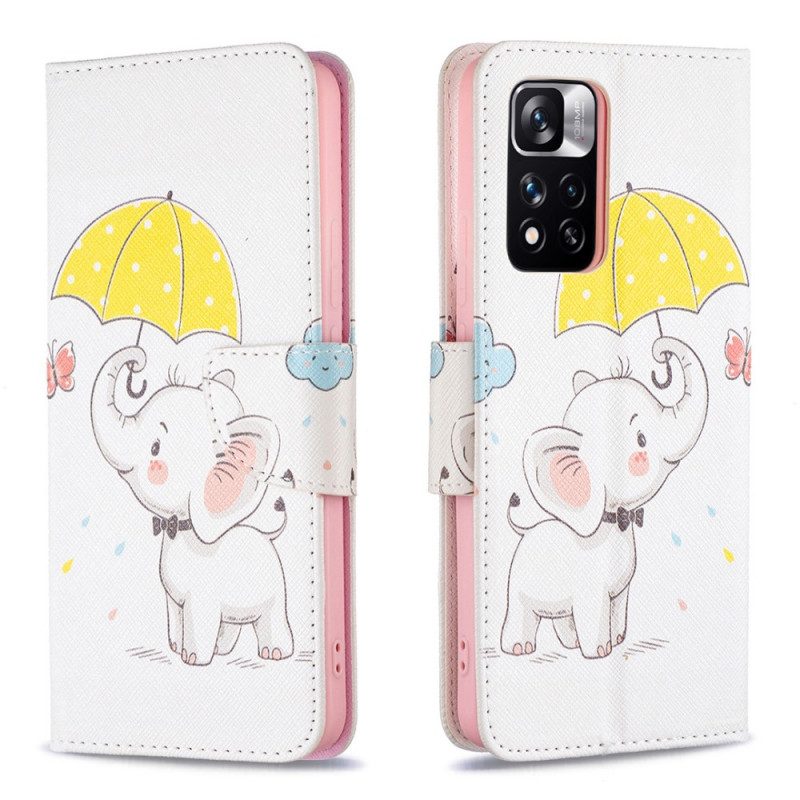 Folio-hoesje voor Xiaomi Redmi Note 11 Pro Plus 5G Baby Olifant