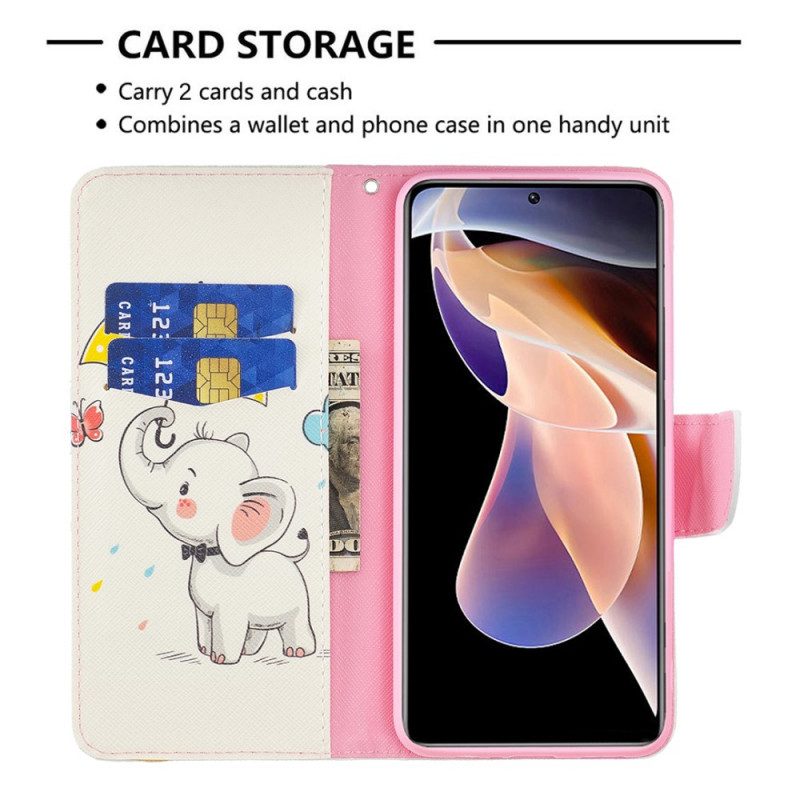 Folio-hoesje voor Xiaomi Redmi Note 11 Pro Plus 5G Baby Olifant