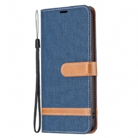 Folio-hoesje voor Xiaomi Redmi Note 11 Pro Plus 5G Met Ketting Band Van Stof En Leereffect