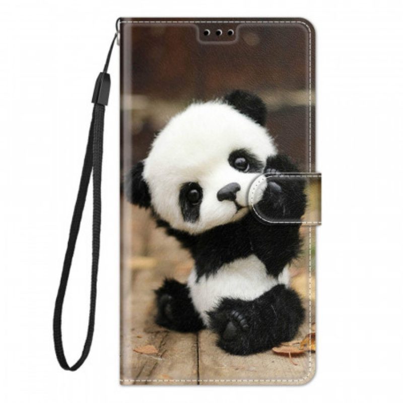 Folio-hoesje voor Xiaomi Redmi Note 11 Pro Plus 5G Met Ketting Kleine Panda Met Riem