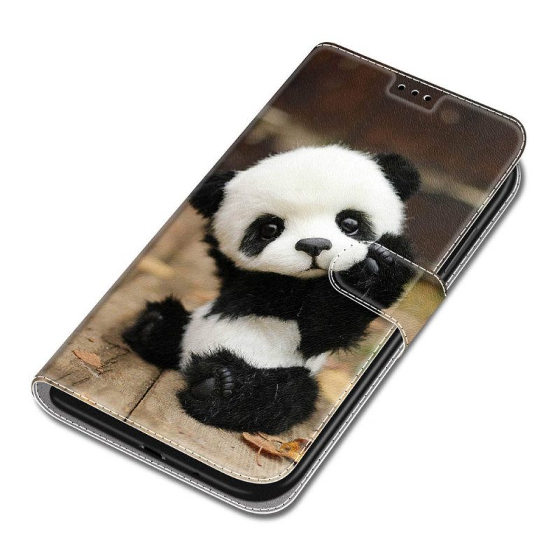 Folio-hoesje voor Xiaomi Redmi Note 11 Pro Plus 5G Met Ketting Kleine Panda Met Riem