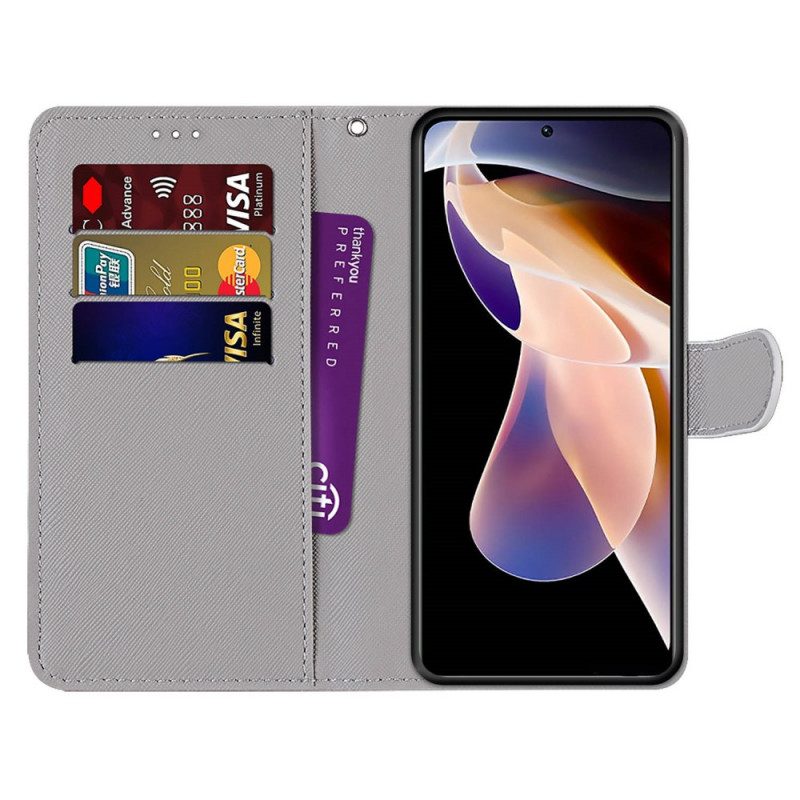 Folio-hoesje voor Xiaomi Redmi Note 11 Pro Plus 5G Met Ketting Lanyard Wolf