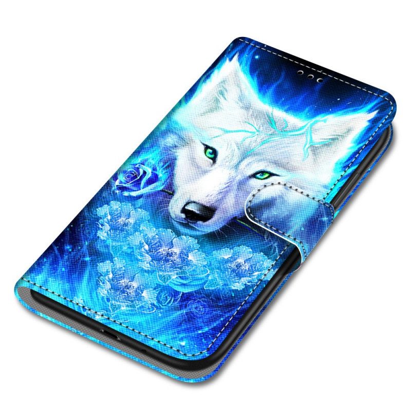 Folio-hoesje voor Xiaomi Redmi Note 11 Pro Plus 5G Met Ketting Lanyard Wolf