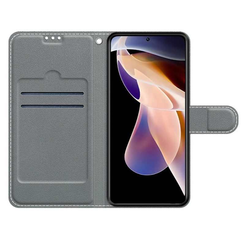 Folio-hoesje voor Xiaomi Redmi Note 11 Pro Plus 5G Met Ketting Riem Vlinders Waaier