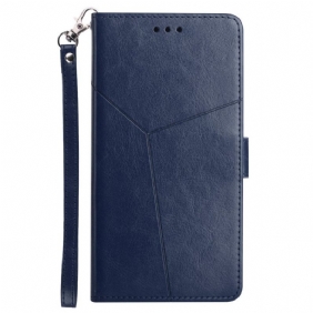 Folio-hoesje voor Xiaomi Redmi Note 11 Pro Plus 5G Met Ketting Strappy Geometrische Lederen Stijl