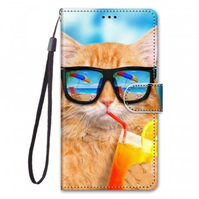 Folio-hoesje voor Xiaomi Redmi Note 11 Pro Plus 5G Met Ketting Strappy Star-kat