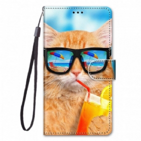 Folio-hoesje voor Xiaomi Redmi Note 11 Pro Plus 5G Met Ketting Strappy Star-kat