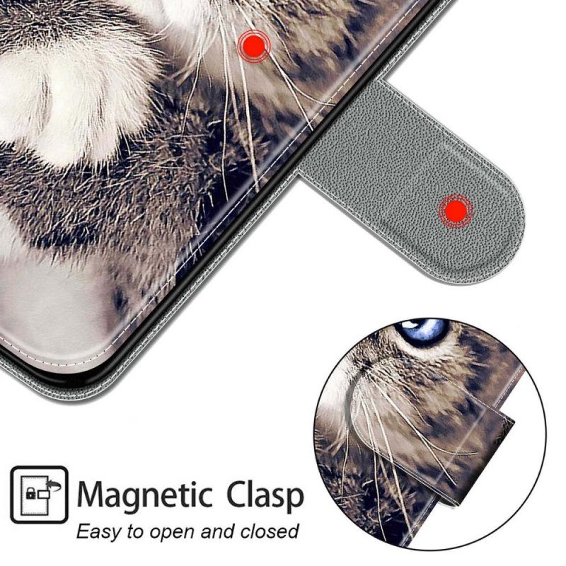 Folio-hoesje voor Xiaomi Redmi Note 11 Pro Plus 5G Met Ketting String Cat Fan