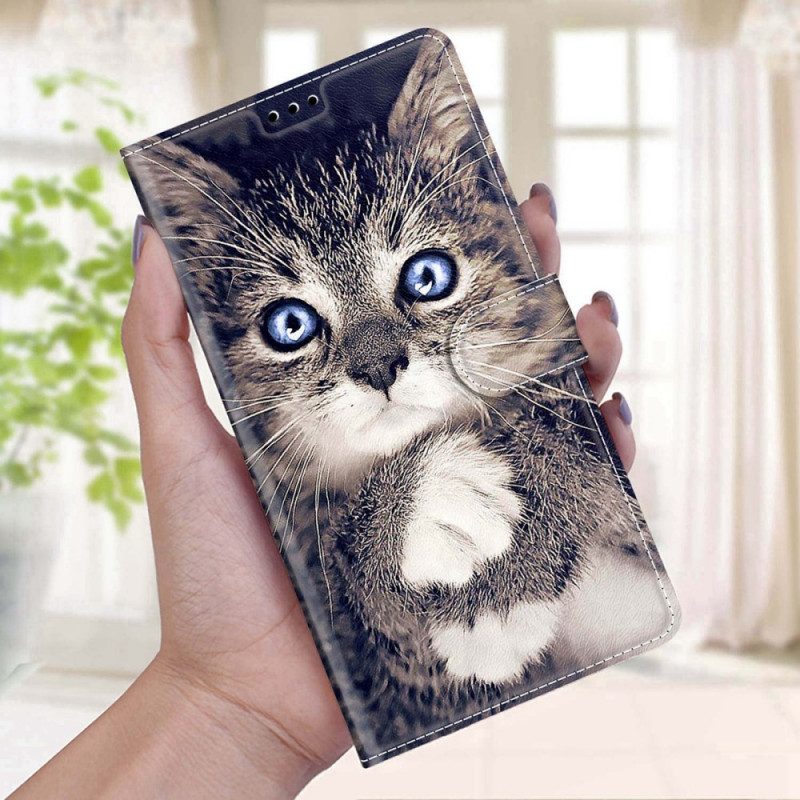 Folio-hoesje voor Xiaomi Redmi Note 11 Pro Plus 5G Met Ketting String Cat Fan