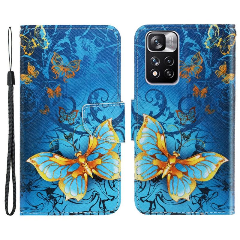 Folio-hoesje voor Xiaomi Redmi Note 11 Pro Plus 5G Met Ketting Vlinderbandvariaties