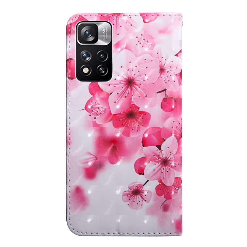 Folio-hoesje voor Xiaomi Redmi Note 11 Pro Plus 5G Roze Bloemen