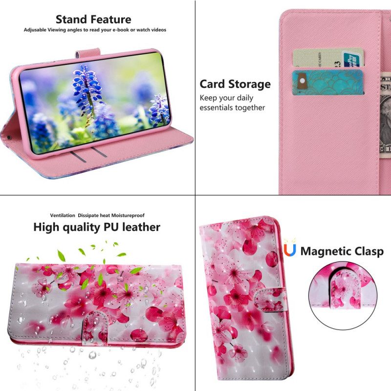 Folio-hoesje voor Xiaomi Redmi Note 11 Pro Plus 5G Roze Bloemen